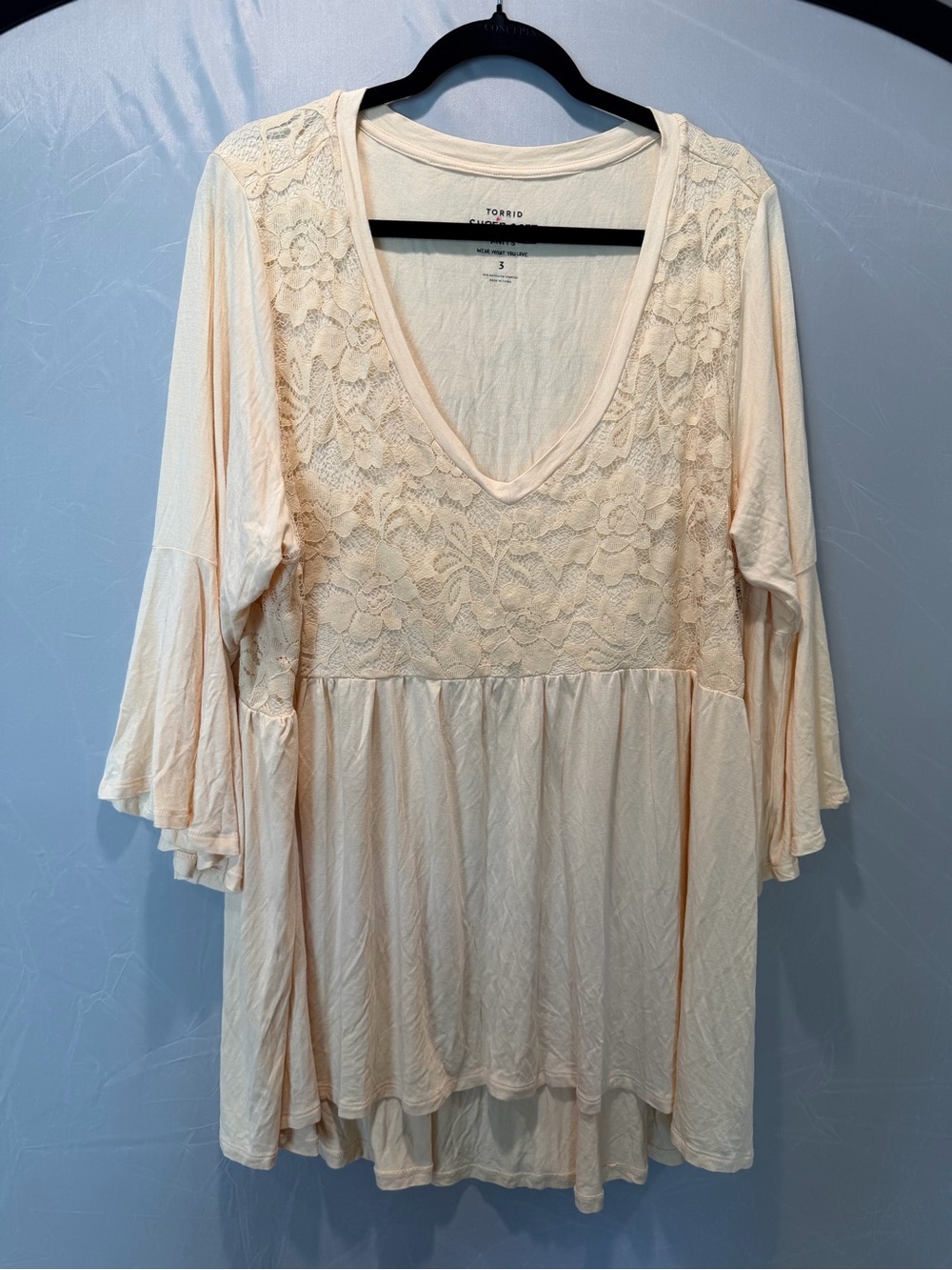 Torrid Cream Lace Babydoll Tunic Top Size 3